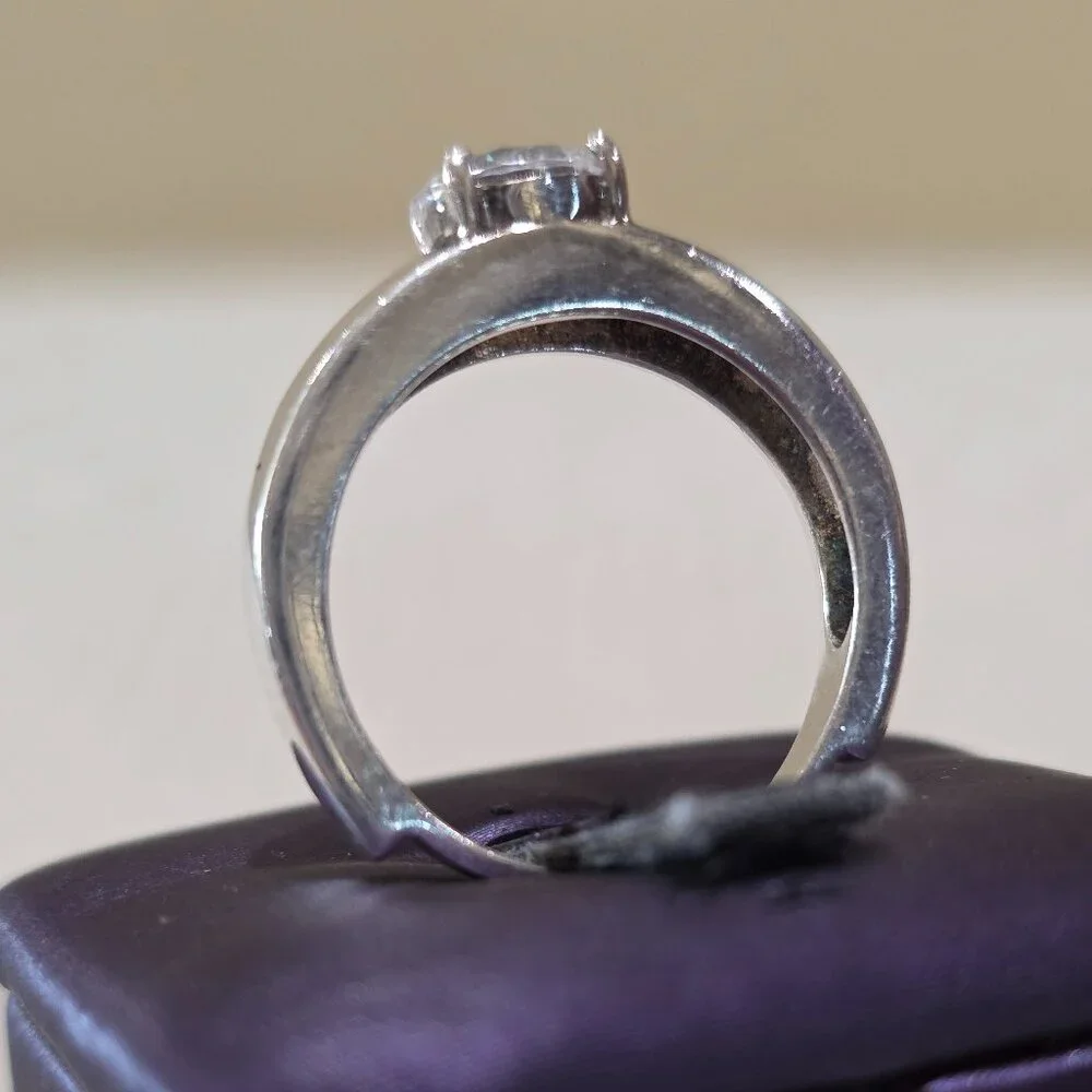 Vintage MCM Round Solitaire Sterling Silver Solitaire 925 GSJ Ring SZ 7
